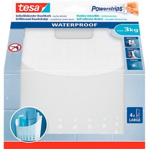 tesa Powerstrips Wave Korb groß, für Feuchträume, belastbar bis 3 kg, 1 Stück