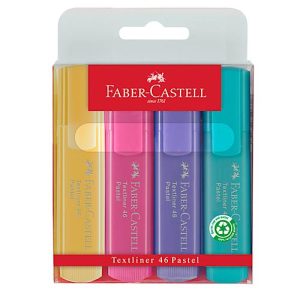 Textliner Faber-Castell, 4-er Etui, vanille, türkis, rose, flieder