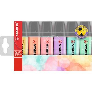 Textmarker Stabilo® Boss Original, Pastelltöne, Keilspitze, lichtbeständig, schnell trocknend, 6er-Etui