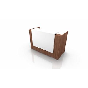 Theke Spezia, gerade, B 1660 x T 880 x H 1130 mm, Nuss Canaletto/weiß