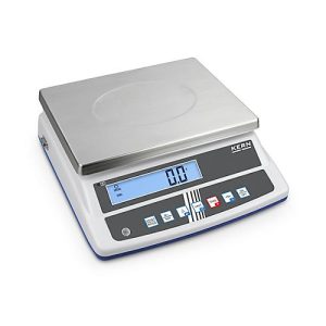 Tischwaage Kern FCD-10K-3, Wägebereich bis 15 kg, RS-232 Schnittstelle, Akkubetrieb, B 300 x T 230 x H 12,5 mm, Edelstahl & Kunststoff, silber