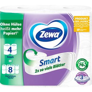 Toilettenpapier Zewa Smart, weiß, 3-lagig, 300 Blatt pro Rolle, 4 Rollen