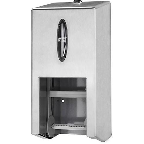 Tork® Doppelrollenspender 472019, für hülsenloses Midi Toilettenpapier, B 325 x T 149 x H 143 mm, Metall, grau