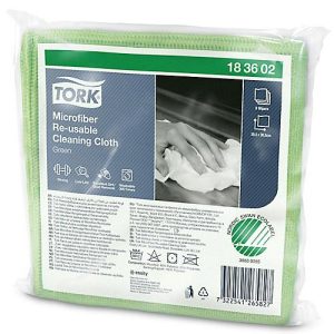 Tork® Microfaser Reinigungstücher 183602, fusselarm, 6 Tücher, wiederverwendbar, L 150 x B 150 mm, grün