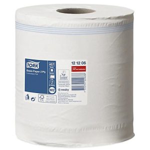 Tork® Papierwischtücher 121206, 2-lagig, Innenabrollung M2, L 160 m x B 200 mm, ⌀ 187 mm, 6 Rollen á 160 m, weiß Tork® Papierwischtücher 121206, 2-lagig, Innenabrollung M2, L 160 m x B 200 mm, ⌀ 187 mm, 6 Rollen á 160 m, weiß