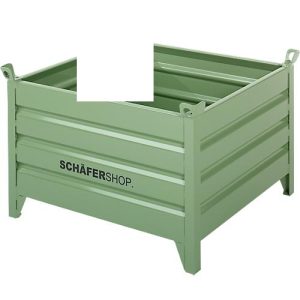 Transport- und Stapelbehälter Schäfer Shop Select, mit festen Wänden, B 850 x T 550 x H 670 mm, resedagrün RAL 6011, bis 800 kg