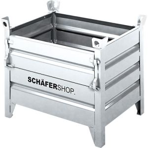 Transport- und Stapelbehälter Schäfer Shop Select, mit Klappe, B 1250 x T 850 x H 870 mm, feuerverzinkt, bis 1500 kg