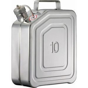 Transportkanister, Edelstahl 1.4301, 10 l, B 130 x T 280 x H 380 mm, Schraubkappe mit flexibler Welle