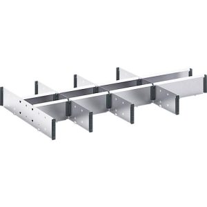 Trennwände Bott verso, Fronthöhe Schub 100/125 mm, B 1050 x T 550 x H 77 mm, Stahlblech, Grau