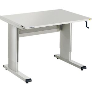 Treston Arbeitstisch Serie WB, ESD-leitfähig, mit Handkurbel, höhenverstellbar, 1073 mm