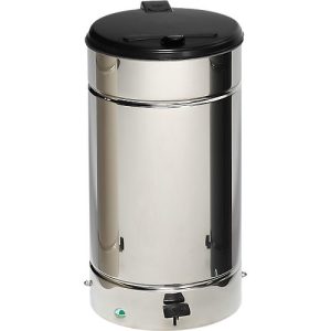 Tret Mülleimer Euro Pedal, für den Innenbereich, Volumen 60 l, mit Griff & Deckel, Ø 350 x H 700 mm, Edelstahl & Kunststoff, edelstahlfarben