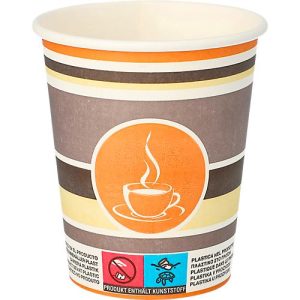 Trinkbecher Papstar To Go, Einweg, 0,2 l, Ø 80 x H 92 mm, FSC®-zertifiziert, Pappe, farbig, 50 Stück