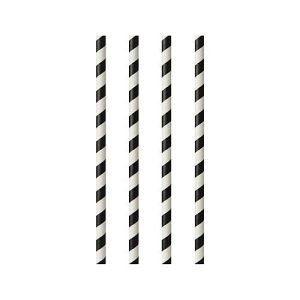 Trinkhalme Papstar Stripes, Einweg, L 240 x Ø 6 mm, aus FSC®-zertifiziertem Papier, schwarz-weiß, 100 Stück