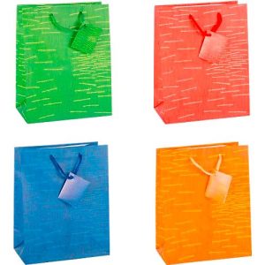 TSI Geschenktasche Laura, mittelgroß, 18 x 10 x 23 cm, reißfest, 12er-Set, farbsortiert