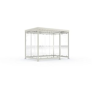 Überdachungssystem WSM Köln K3 d/b, B 3180 x T 2165 x H 2510 mm, fertig montiert, grauweiß RAL 9002