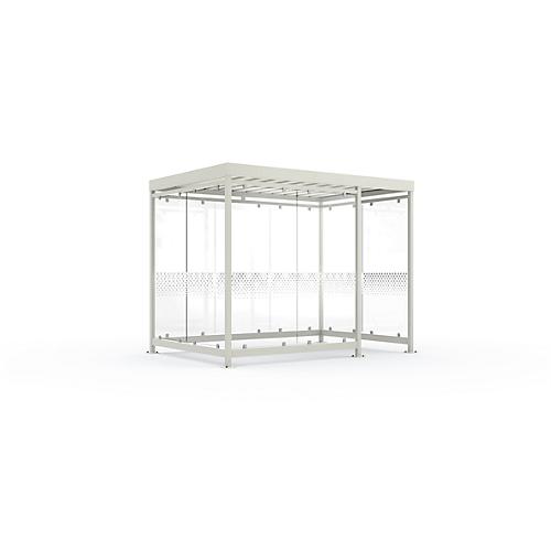Überdachungssystem WSM Köln K3 d/b, B 3180 x T 2165 x H 2510 mm, fertig montiert, grauweiß RAL 9002