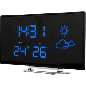 Uhrenradio Soundmaster® FUR100, UKW PLL, mit Funkuhr, Wetterstation & Außensensor, 2 Weckzeiten & 4 Wetterarten, Curved Design, schwarz