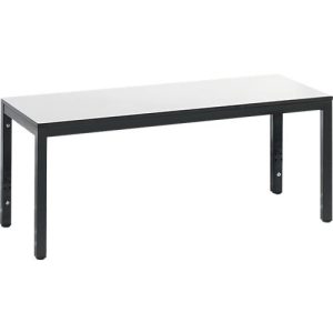 Umkleidebank Basic Plus, für Feuchträume, ohne Rückenlehne, 4-Fußgestell schwarzgrau RAL 7021, ohne Schuhrost, B 1000 mm, Dekor weiß