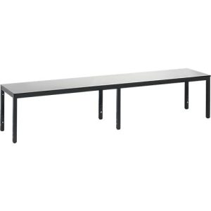 Umkleidebank Basic Plus, für Feuchträume, ohne Rückenlehne, 6-Fußgestell schwarzgrau RAL 7021, ohne Schuhrost, B 1960 mm, Dekor silbergrau