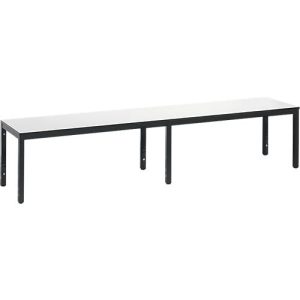 Umkleidebank Basic Plus, für Feuchträume, ohne Rückenlehne, 6-Fußgestell schwarzgrau RAL 7021, ohne Schuhrost, B 1960 mm, Dekor weiß