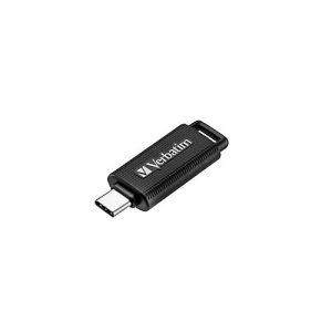 USB-C-Stick Verbatim Store ’n‘ Go, 128 GB, Retractable Typ-C, 100MB/s Lesegeschwindigkeit & 20 MB/s Schreibgeschwindigkeit, schwarz
