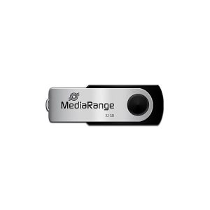 USB Stick MediaRange Serie MR, 32 GB, USB 2.0, Drehkappengehäuse, B 11 x T 11 x H 56 mm, schwarz-silber
