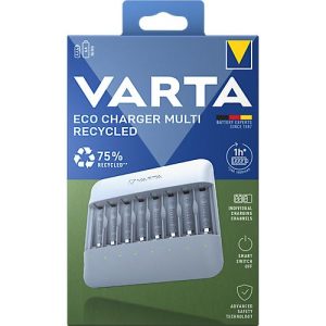 VARTA Batterie-Ladegerät Eco Charger Multi Recycled Box, für NiMH-Akkus, inkl. USB-Typ-C Ladekabel