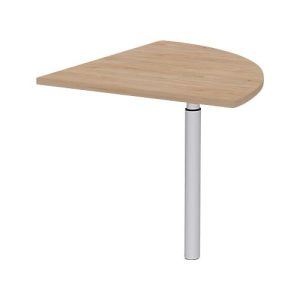 Verkettungsplatte 90° BARI, Stützfuß, 1/4 Kreis, B 800 x T 800 x H 620-820 mm, Eiche-Dekor