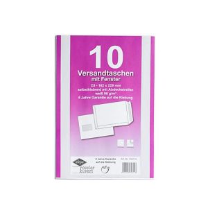 Versandtaschen Eurokuvert, DIN C5, mit Fenster, haftklebend, 10 Stück, Papier, weiß