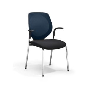 Vierfuß GIROFLEX 353, Netzrücken, Präzisionsstahlrohr stapelbar, m. Armlehnen, blau/schwarz