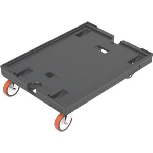 WALTHER Rollwagen 8620 V1, Polypropylen, schwarz, Ladefläche L 800 x B 600 mm, 2 Lenk- & 2 Bockrollen, bis 500 kg