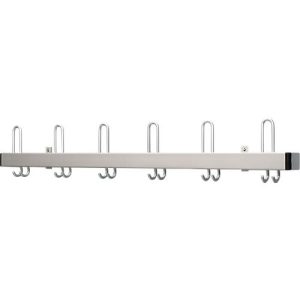 Wandgarderobe, flache Hakenträger, Aluminium, 1200 mm breit