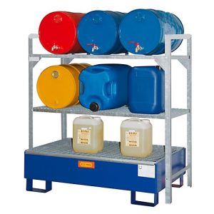 Wannenboden für CEMO Fassregal Typ 360 oder 540, Stahl verzinkt, 20 l, B 1300 x T 630 x H 50 mm