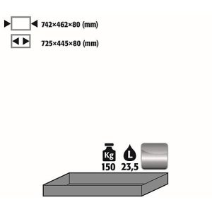 Wannenboden Standard für asecos Sicherheitsschränke der Q30, Q90 und S90 Serie, Edelstahl 1.4301, B 742 x T 507 x H 83 mm, 22 l, bis 150 kg