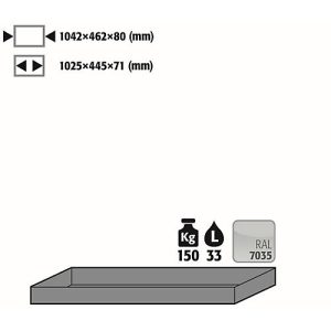 Wannenboden Standard für asecos Sicherheitsschränke der Q30, Q90 und S90 Serie, Stahlblech, lichtgrau, B 1042 x T 462 x H 80 mm, 33 l, bis 150 kg