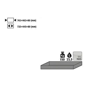 Wannenboden Standard für asecos Sicherheitsschränke der Q30, Q90 und S90 Serie, Stahlblech, lichtgrau, B 742 x T 462 x H 80 mm, 23,5 l, bis 150 kg