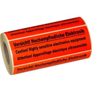 Warnetiketten, Vorsicht! Hochempfindliche Elektronik, 500 Stück