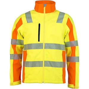 Warnschutz-Softshelljacke ‚Tom‘, gelb/orange, XS