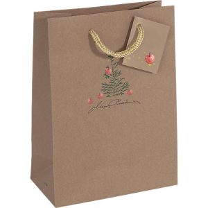 Weihnachts-Geschenktasche Sigel ‚Christmas with apples‘, 5 Stück, B 170 x H 230 mm, Kraftpapier, braun