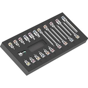 WERA Werkzeugmodul 9723, 22-tlg., Schaumstoffeinlage, Zyklop B 3/8″ Bitnuss Set, wasser- & ölabweisend, BxHxT 172x39x392 mm
