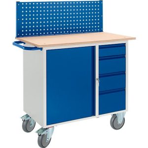 Werkbank mit Schrank, 4 Schublade und Multiwand/Lochmodulplatte
