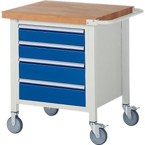 Werkbank Serie 8162, fahrbar, 4 Schubladen, B 750 x T 700 x H 880 mm Werkbank Serie 8162, fahrbar, 4 Schubladen, B 750 x T 700 x H 880 mm