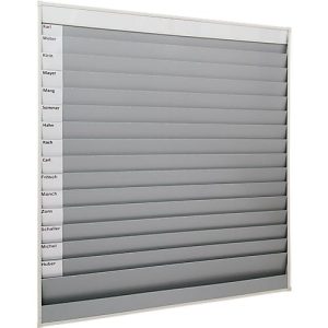 Werkstattplaner Eichner, breite Ausführung, 15 Schienen, für bis zu 75 Auftragstaschen des Formates A4, B 1580 x H 1757 mm, Kunststoff, grau