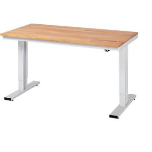 Werktisch Serie adlatus 300, Buche-Massiv-Platte, B 1500 x T 800 x H 720 – 1120 mm