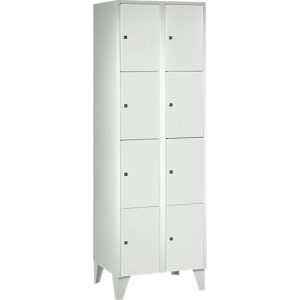 Wertfachschrank 300 mm, 2 Abteile, 8 Fächer, Sicherheitszylinderschloss, Fuß, lichtgrau