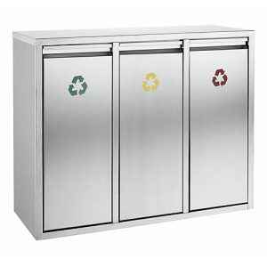 Wertstoff-Sortieranlage aus Edelstahl, 3 x 15 l