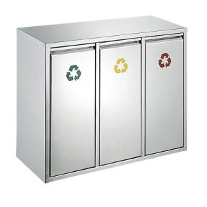 Wertstoff-Sortieranlage aus Edelstahl, 3 x 8 l