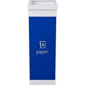 Wertstoffsammler Paperflow, Volumen 60 l, für Papier, mit abnehmbarem Deckel & Piktogramm, erweiterbar, L 363 x B 263 x H 760 mm, Polystyrol, blau-weiß