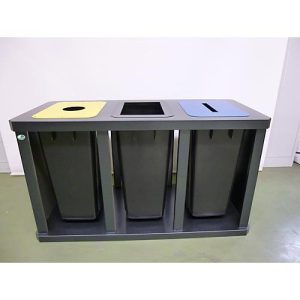Wertstoffsammler VAR Tetris, als 3er-Station, mit Kunststoffbehältern, Stahl