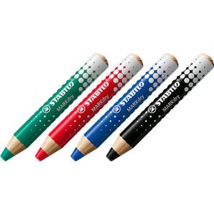 Whiteboard Marker Stabilo MarkDry, Rundpsitze, 1-10 mm, schnell trocknend, 4er Etui, schwarz/blau/rot/grün